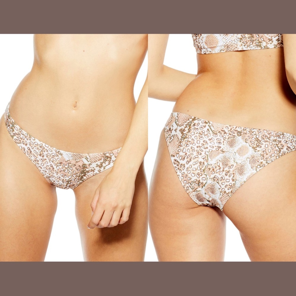NWT $20 Topshop Snake Print‎ High Leg Bikini Bottoms in Nude [SZ 8 US ]